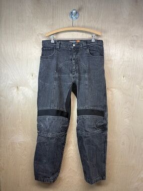 ICON Men's Black Slim Straight Motorcycle Jeans with Knee Panels